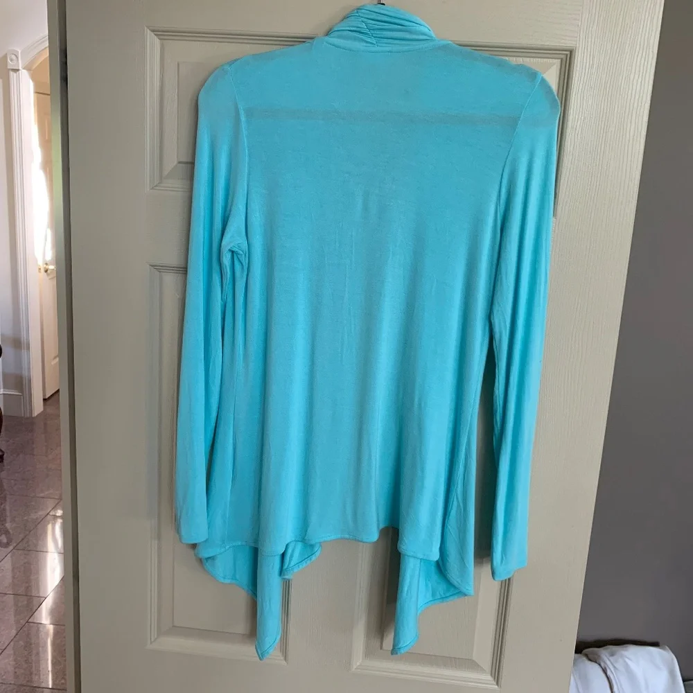 Tori Richard Aqua Blue Open Front Cardigan sz M